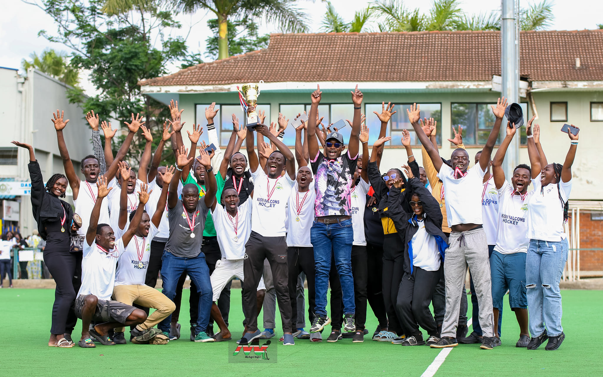 KISII Falcons Hockey CLUB lift the National League Men trophy to earn promotion to the Super League.